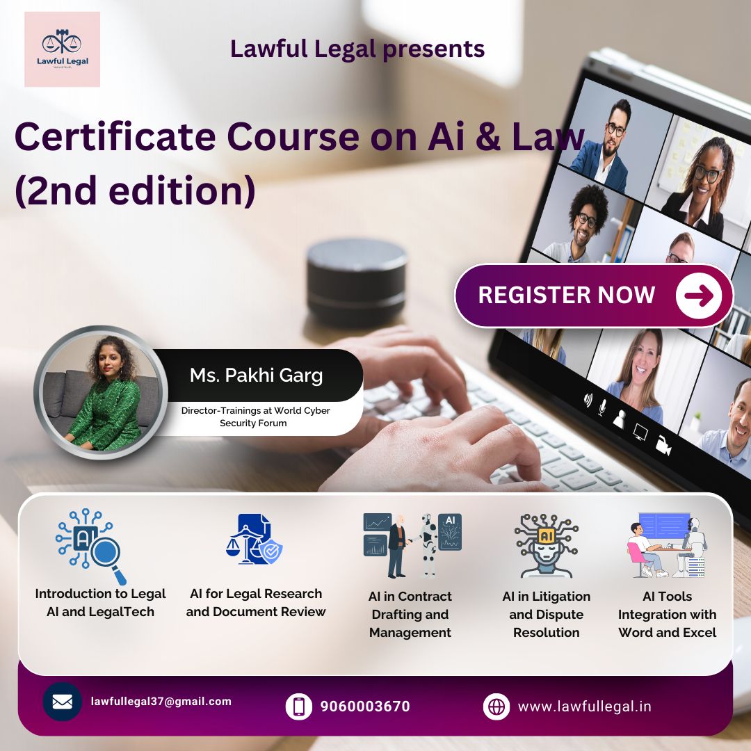 4 week Certificate course on Ai and Law (2nd edition) by Lawful Legal: Enroll by Dec 5