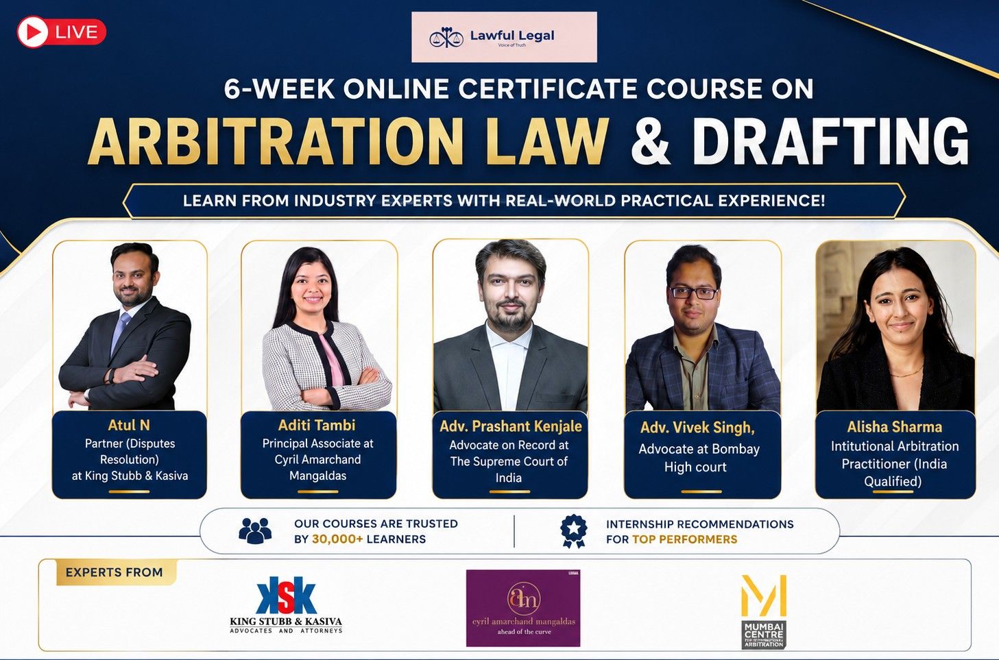 6 – Week Advanced Certificate Course on Arbitration Law & Drafting (Batch 3) by Lawful Legal: Enroll by 26 June